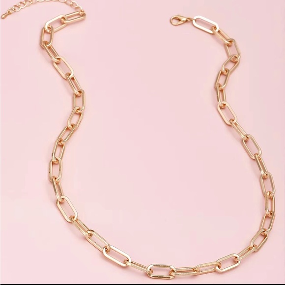 Gold-toned Paper Clip Link Chain Necklace - Picture 3 of 7